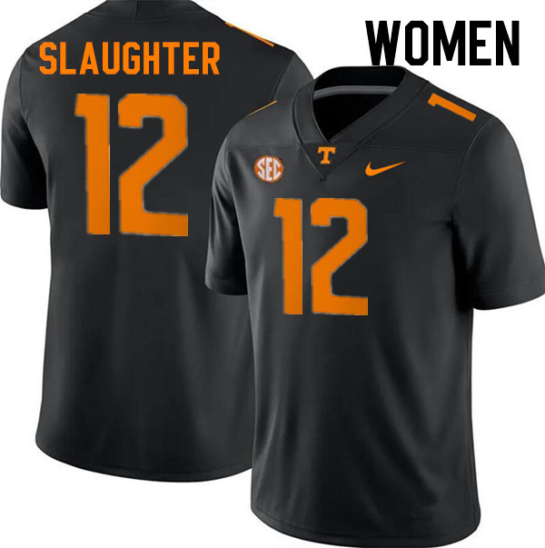 Women #12 John Slaughter Tennessee Volunteers College Football Jerseys Stitched-Black